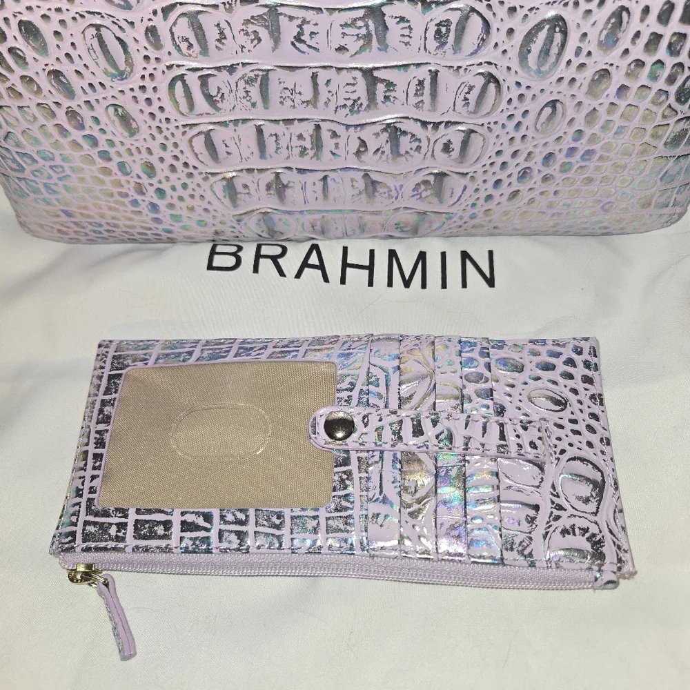 Brahmin Mini Sydney Violet Wonderland Melbourne Leather Crossbody & Card Case - Picture 2 of 15